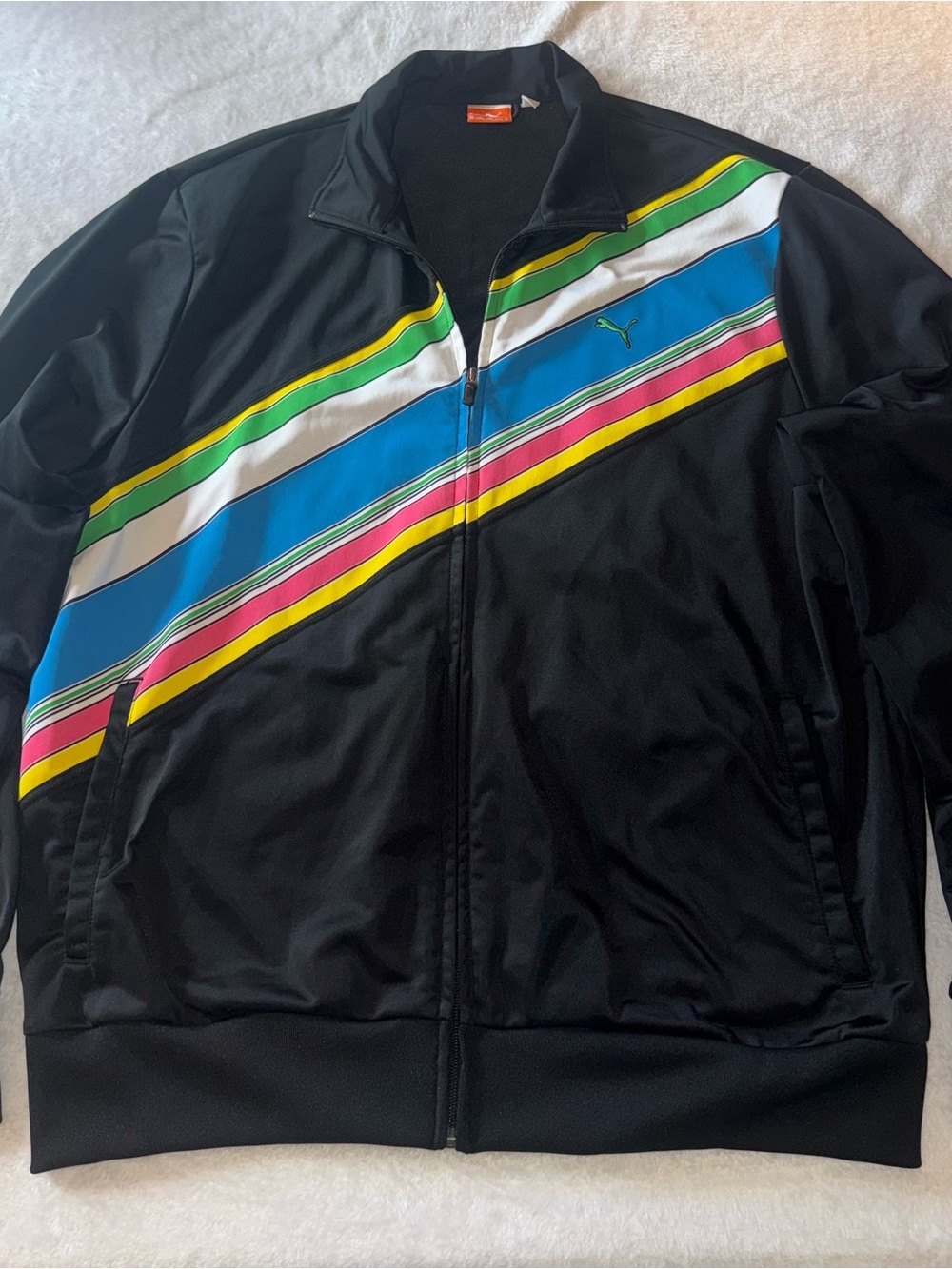 Vintage PUMA Sport Lifestyle Track Jacket XL Y2K Multicolor Stripe